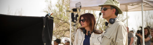Roma Downey on the set of The Bible