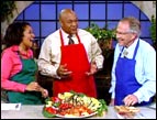 George Foreman showcases his Champion Grilled Tuna recipe with Pat Robertson and Kristi Watts